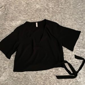 Xhilaration black wraparound blouse